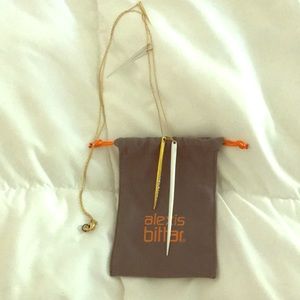 Alexis bitter long gold pave necklace